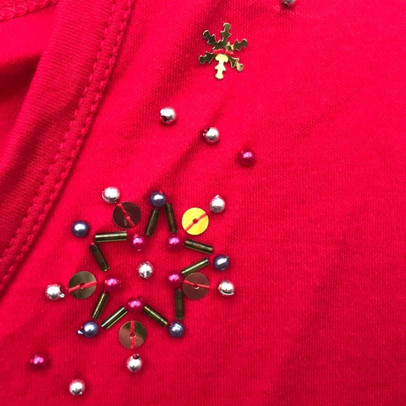 NWT Kim Rogers Red Layer Casual Snowflakes Tee S - Picture 3 of 7